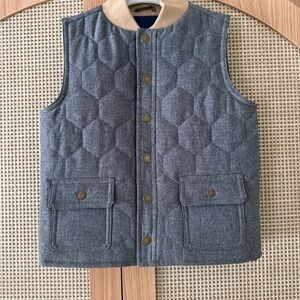 Janie and Jack Gray Quilted Vest with Cream Collar sz 3 to 4